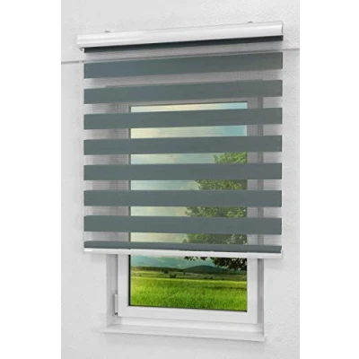 Abbildung von LYSEL Qualitätsdoppelrollo basaltgrau, (B x H) 60cm 175cm in grau/basaltgrau