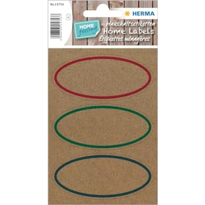 Abbildung von HERMA 15753 Vielzweck Etiketten aus Graspapier, 4 Blatt, 76 x 35 mm, 3 Stück pro Bogen, 12 Aufkleber, selbstklebend, Haushaltsetiketten zum Beschriften, Klebeetiketten Silphie Papier, natur braun