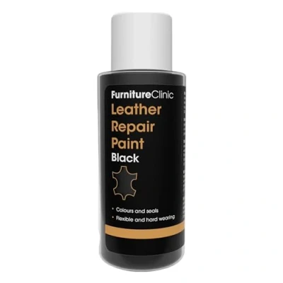 Abbildung von Furniture Clinic Lederreparatur Farbe &amp; Farbauffrischung Selbstversiegelnder Lederfarbstoff für schnelle + einfache Ledersanierung Ledersofas, Autositze, Lederschuhe, Leder (Schwarz, 50ml)
