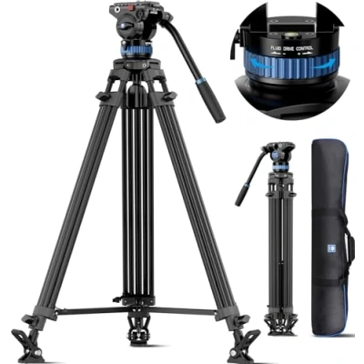 Abbildung von SIRUI Stativ Kamera Videostativ mit Fluidkopf AM 25S, 190cm professionelles Aluminium Dreibein Stative Tripod für Camcorder Kameras DSLR, Max Belastung 10KG