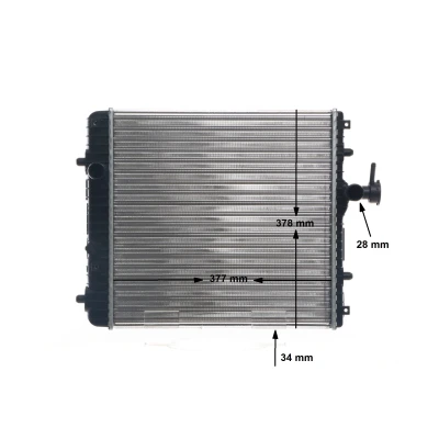 Abbildung von MAHLE ORIGINAL CR 1495 001S Kühler, Motorkühlung 377 378 34 Kühlrippen mechanisch gefügt SUBARU: JUSTY 2, 3, OPEL: Agila A