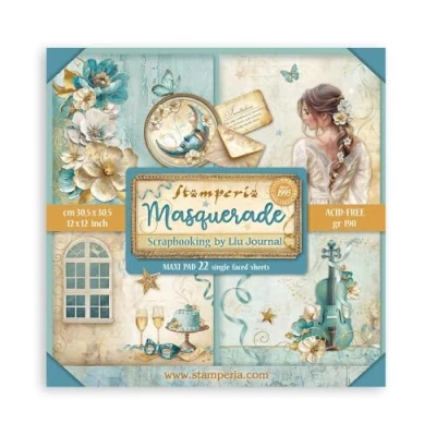 Abbildung von Stamperia Scrapbook Paper Pad for Scrapbooking, Albums, Card Making, Bullet Journalling and More, Acid Free, Single Face, Perfect Hobbies, Crafts, Gifting (Masquerade) (30.5 x 30.5cm)