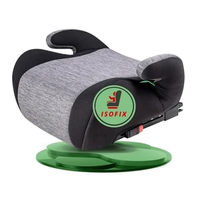 Abbildung von WALSER Kinder Sitzerhöhung Auto ISOFIX, Kindersitz 125 150 cm, Kindersitzerhöhung Raffi neueste Norm 2024 ECE R 129, grau/schwarz