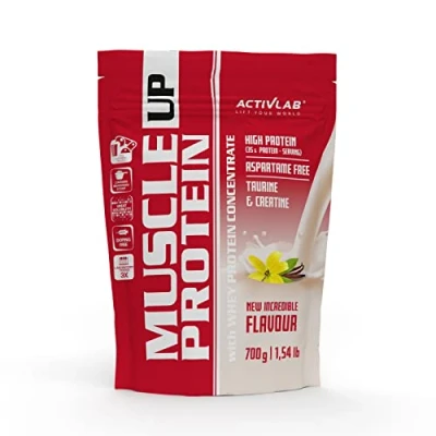 Abbildung von Activlab Muscle Up Protein 700g Vanille, 14 Portionen, 70g 6g Kreatin, Taurin / 100g, Muskelaufbau, Regeneration, Molkenproteinpulver, Glutamin, Aminosäuren, inklusive Messlöffel