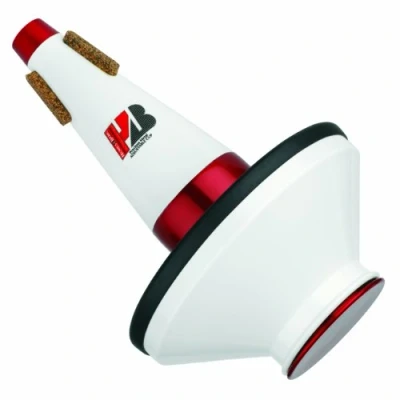 Abbildung von Humes &amp; Berg 272 Stonelined Dämpfer für Tenor Posaune/Mute (einstellbarer Cup aus Aluminium), Rot/Weiß