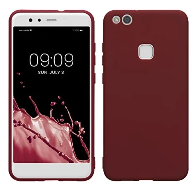 Abbildung von kwmobile Hülle kompatibel mit Huawei P10 Lite weiches TPU Silikon Case Cover geeignet für kabelloses Laden Bordeaux Violett