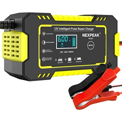 Abbildung von Kfz Ladegerät, für Auto, Motorrad, 12 V, intelligent, Säure und Batterien, Aufrechterhaltung der Ladung, Entschwefelung, Wartung, mit Temperaturkompensation