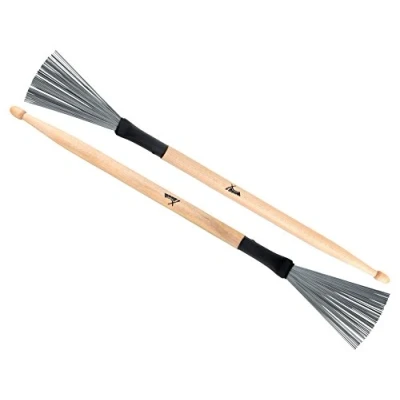 Abbildung von XDrum WTD 1L Wire Tap Drumstick Brushes lang (Drumstick Jazzbesen kombination, Besen und Sticks in einem, vielseitig einsetzbar, Gesamtlänge: 37cm, Besenspannweite: 6,5cm)