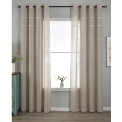 Abbildung von Gardinenbox Gardine, Ösen (2 St), halbtransparent, Polyester, »Leipzig« Kettenmuster lichtdurchlässig elegant 202450 2