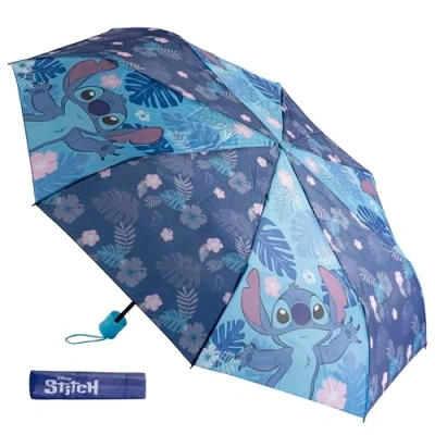 Abbildung von Undercover faltbarer Regenschirm Disney Stitch Taschenschirm mit Schutzhülle 94 cm Durchmesser Leichtgewicht und ideal für Kinderhände