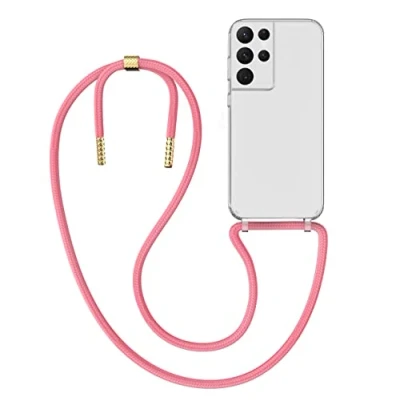 Abbildung von MyGadget Handykette für Samsung Galaxy S21 Ultra [ Hülle mit Band abnehmbar &amp; verstellbar ] Handyhülle Handyband zum Umhängen Schnur Case Schutzhülle Rosa