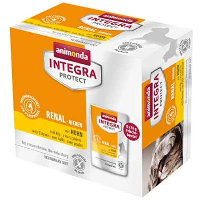 Abbildung von animonda INTEGRA PROTECT Katzenfutter nass Renal (Niere) mit Huhn (8 x 85g), vom Tierarzt empfohlen bei Niereninsuffizienz, Veterinären entwickeltes Diätalleinfutter für erwachsene Katzen