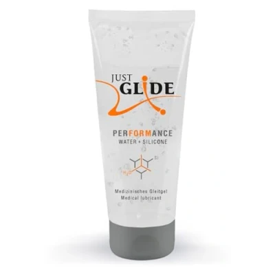Abbildung von Just Glide Gleitgel Performance auf Wasser und Silikonbasis, Tube mit 200ml, 1 tlg., langanhaltendes