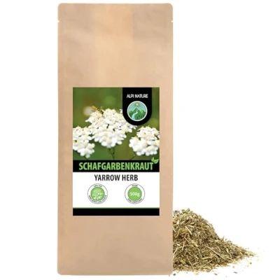 Abbildung von Schafgarbentee (500g), geschnitten, schonend getrocknet, Schafgarbenkraut 100% rein und naturbelassen zur Zubereitung von Tee, Kräutertee, Schafgarben Tee