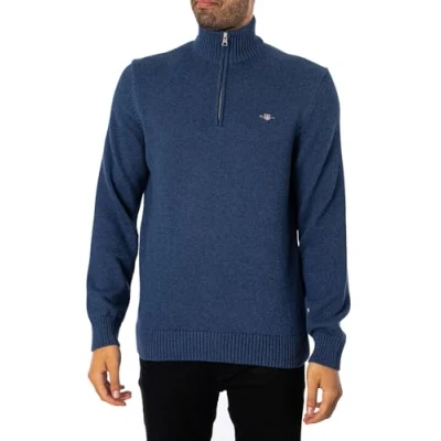 Abbildung von GANT Herren Casual Cotton Halfzip Pullover, Dark Jeansblue Melange, 4XL EU