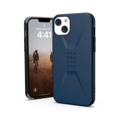 Abbildung von URBAN ARMOR GEAR Civilian Hülle kompatibel mit Apple iPhone 14 Plus [Wireless Charging kompatibles Cover, Sturzfeste Handyhülle, Displayschutz durch erhöhten Rand] blau