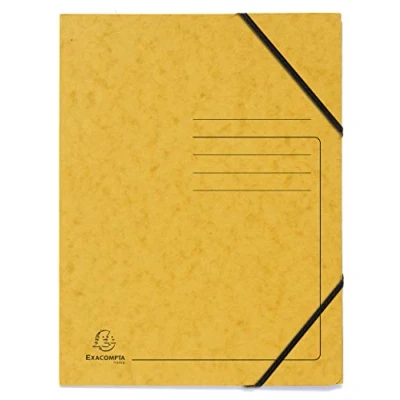 Abbildung von Exacompta 555419E 5er Pack Premium Eckspanner Mappe. Made in Germany. Aus extra starkem Colorspan Karton DIN A4 mit 2 Gummizügen Sammelmappe Dokumentenmappe ideal für Büro und Schule gelb
