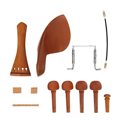 Abbildung von 1Set 4/4 Holz Violine Teile Set, Violinen Zubehör mit Kinnhalter Endpin Saitenhalter Kork Wirbeln Schraube Schwanz gut Accessory Kit