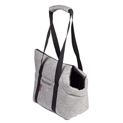 Abbildung von BOUTIQUE ZOO Hundetasche, Welpentasche Grau (Gesteppt), S bis 5 kg Tragetasche für kleinen und mittleren Hund, Welpen, Katze