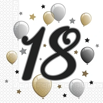 Abbildung von PROCOS Achtzehnten Geburtstag Party Servietten 33 cm 20 Stück universal