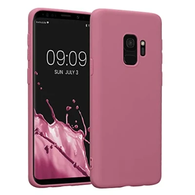 Abbildung von kwmobile Hülle kompatibel mit Samsung Galaxy S9 weiches TPU Silikon Case Cover geeignet für kabelloses Laden Dark Rose