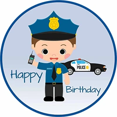 Abbildung von Essbarer Tortenaufleger Polizei Happy Birthday // Kuchendekoration Kuchendeko
