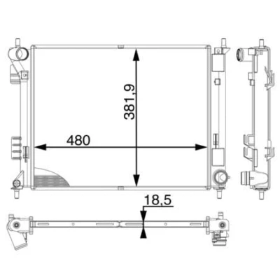Abbildung von MAHLE ORIGINAL CR 2018 000P Kühler, Motorkühlung 500 358 14 Kühlrippen gelötet