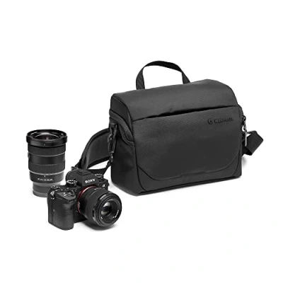 Abbildung von Manfrotto Advanced Shoulder Bag M III, für Reflex und Spiegellose Kamera mit Objektiv, Kameratasche, Kameratasche Stativbefestigung Regenschutz