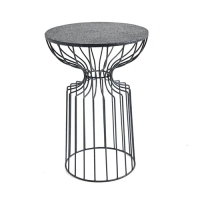 Abbildung von riess ambiente Beistelltisch VARIATION 55cm schwarz (Einzelartikel, 1 St), Wohnzimmer · Metall rund handmade Nachttisch Modern Design