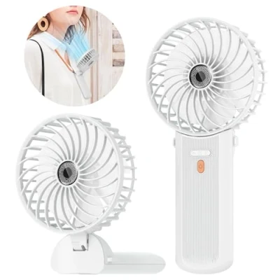 Abbildung von Lepwings Handventilator, Mini Ventilator USB Wiederaufladbar, 5,5 16 Std. Laufzeit, 4 Windgeschwindigkeiten, Faltbarer Leiser Kleinventilator für Reisen, Büro, Zuhause und Draußen Weiß
