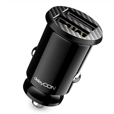 Abbildung von deleyCON 2,4A Zigarettenanzünder USB Ladegerät 2400mA Schnellladung 2 Port Mini KFZ Auto Kompatibel Mit iPhone 16/15/14/13, iPad Pro/Air 2/Mini, Galaxy und Mehr