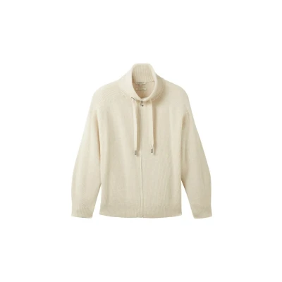 Abbildung von TOM Tailor MIT Reissverschluss Strickjacke, Damen, Größe: XXL, Soft beige solid