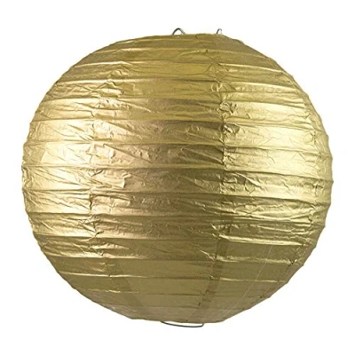 Abbildung von Creativery Papier Lampion 20cm // Laterne Hochzeit Party Wohnungsdeko Hängedeko Raumdeko Geburtstag Feier (Gold metallic 687MET)