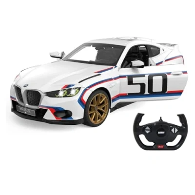 Abbildung von Jamara RC Auto BMW 3.0 CSL 1:14 weiß 2,4GHz Tür manuell, im Maßstab 1:14, mit LED Beleuchtung