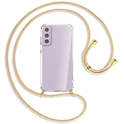 Abbildung von mtb more energy® Handykette kompatibel mit Samsung Galaxy S21 FE (SM G990, 6.4&#039;&#039;) Shiny Gold/Gold Smartphone Hülle zum Umhängen Anti Shock Full TPU Case