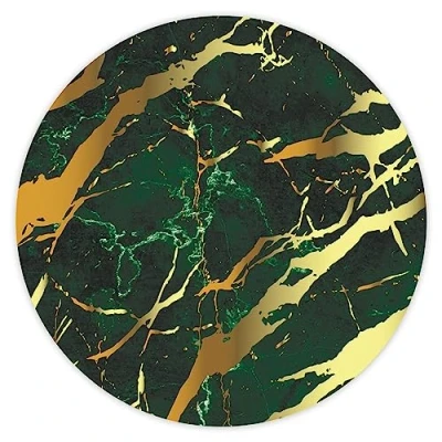 Abbildung von younikat Mauspad Marmor Look I Ø 22 cm rund Grün Gold Mousepad in Standard Größe, rutschfest schlicht modern Stein Optik Granit dv_690