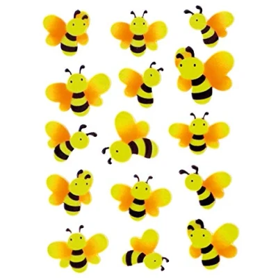 Abbildung von HERMA 6038 Aufkleber Bienen klein groß, 15 Stück, Neon Tiere Sticker mit leuchtenden Motiv, Kinder Etiketten für Fotoalbum Tagebuch Poesiealbum Scrapbooking Geburtstag Deko Briefe DIY Basteln