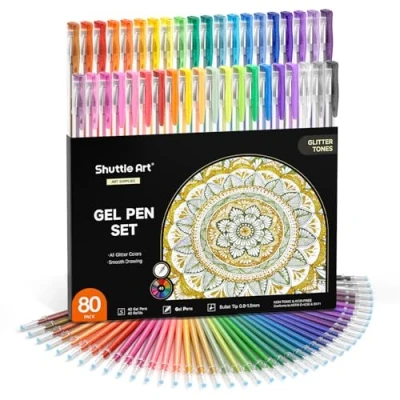 Abbildung von 80 Stück Glitzer Gelstifte, Shuttle Art Gel Stifte Set, 40 bunte Gelschreiber mit Ersatzminen, glitzerstifte für Erwachsene und Kinder zum Markieren, Zeichnen, Schreiben geeignet