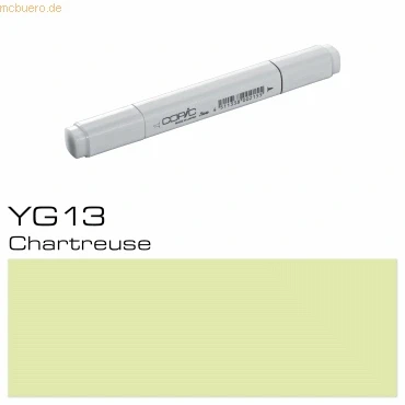 Abbildung von COPIC Classic Marker Typ YG 13, Chartreuse, professioneller Layoutmarker, mit einer breiten und feinen Spitze
