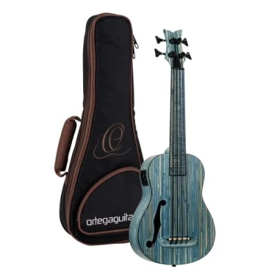 Abbildung von Ortega Guitars Bass Ukulele elektro akustisch Bamboo Series inklusive Deluxe Gigbag Bambus/stone washed (RUSWB UB)