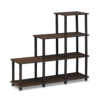 Abbildung von Furinno Raumregalsystem mit 4 Ebenen/Leiter, holz, Walnuss/Braun, 29.46 x 102.11 93.22 cm