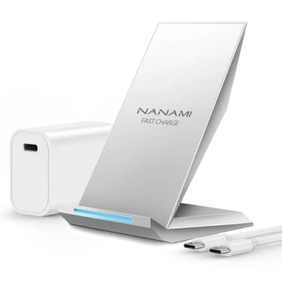 Abbildung von Fast Wireless Charger, NANAMI Qi kabelloses ladegerät (mit USB C 20W PD Adapter) für Apple iPhone 16 15 14 13 12 Pro Max Xr Xs, 10W Induktive Ladestation Samsung Galaxy S24 S23 S22 S21