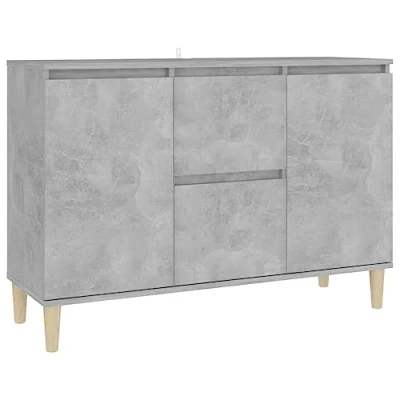 Abbildung von vidaXL Sideboard 2 Schubladen Türen Kommode Anrichte Schrank Mehrzweckschrank Beistellschrank Standschrank Betongrau 101x35x70cm Holzwerkstoff