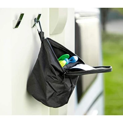 Abbildung von Cartrend 10387 Caravan praktischer Wäscheklammerbeutel aus strapazierfähigem Gewebe mit Karabiner für Camping, Wandern