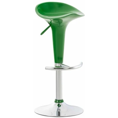 Abbildung von CLP Barhocker Saddle mit drehbarem Kunsttoffsitz und Fußablage I Höhenverstellbarer Hocker Metallgestell in Chrom Optik, Farbe:grün