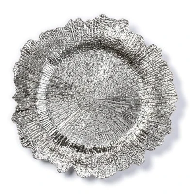 Abbildung von INGE GLAS® Dekoteller, Dekoteller 33cm Kunststoff mit Rillen Silber metallic