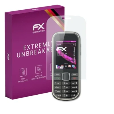Abbildung von atFoliX Glasfolie kompatibel mit Nokia 3720 Classic Panzerfolie, 9H Hybrid Glass FX Schutzpanzer Folie