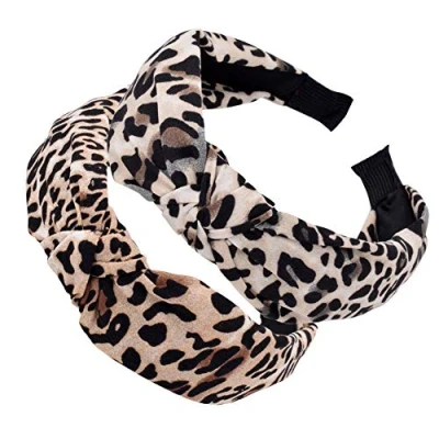 Abbildung von 2 Stück Damen Leopard Knoten Haarreifen Stirnbänder Haarbänder Kopfband Haarband Stirnband Haarschmuck