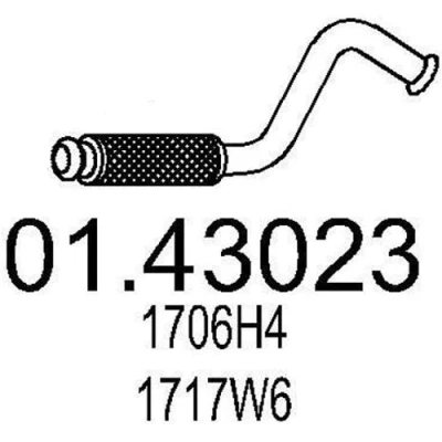 Abbildung von MTS 01.43023 Abgasrohr 545 vorne für Mittelschalldämpfer PEUGEOT: 307 Schrägheck, SW, CITROËN: C4 I Coupe