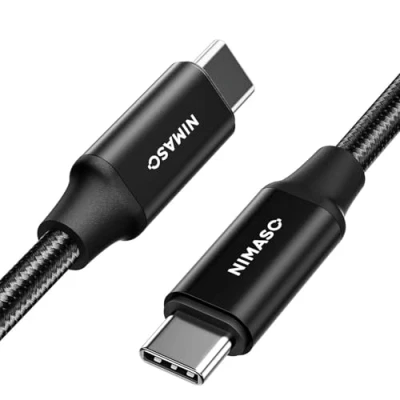 Abbildung von NIMASO USB C auf Kabel 3.1 Gen 2 10 Gbit/s Datenübertragung, 100W 20V/5A Schnellladekabel 1M, 4K @ 60Hz Videoübertragung für Laptop, Thunderbolt 3, MacBook Pro, iPad Galaxy S23,USB Geräte